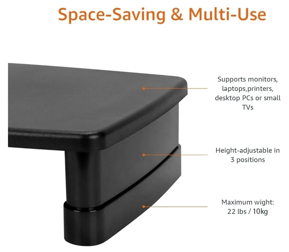 Amazon Basics Altura Ajustable, Se Adapta a Monitores, Portátiles Hasta 22lbs, Negro Foto 3 de 4