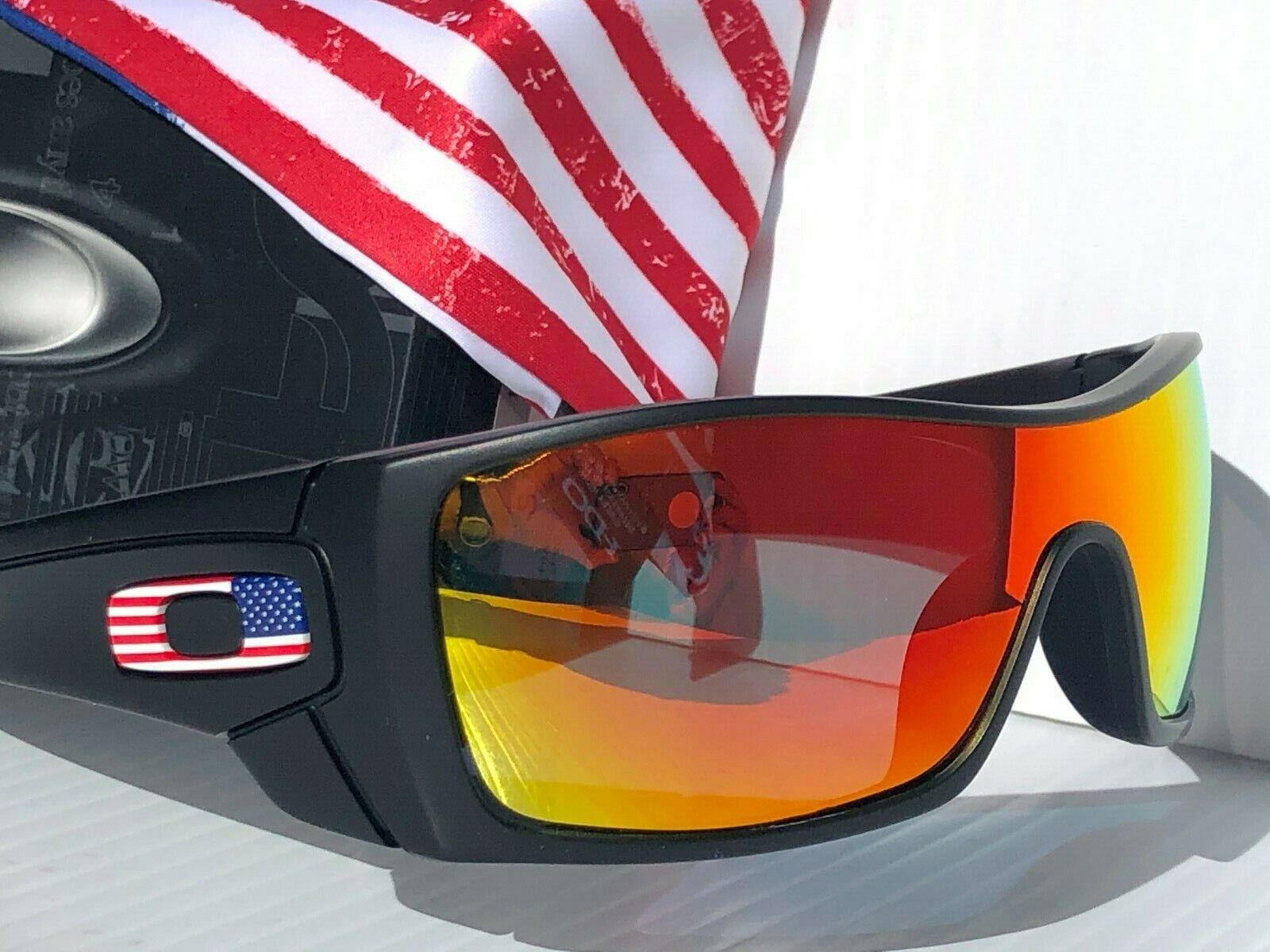 NEW Oakley BATWOLF Black Matte USA Flag POLARIZED Galaxy Ruby