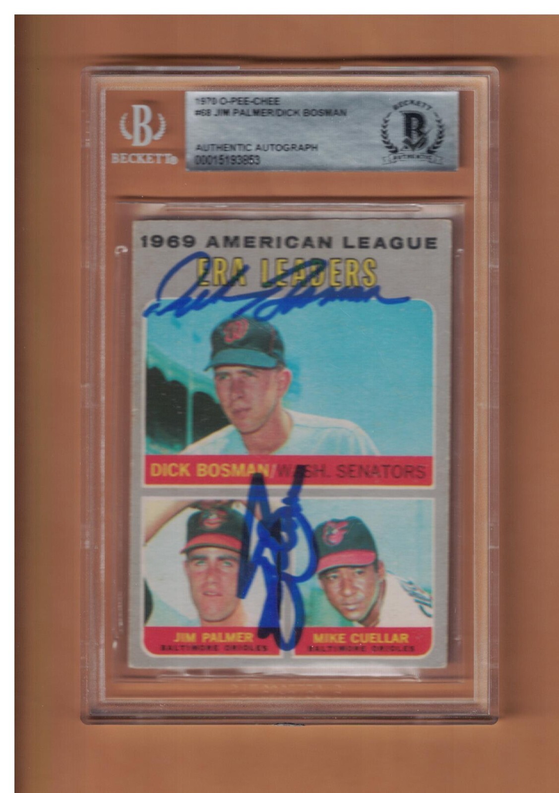 Jim Palmer Autographed Signed Baltimore Orioles & DICK BOSMAN 1970 O-PEE-CHEE BASEBALL CARD BECKET 