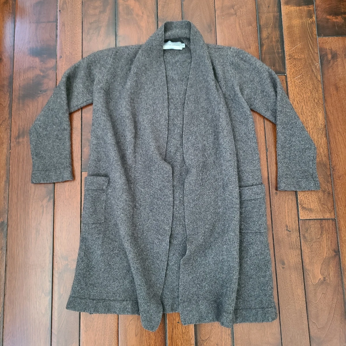 RESTORATION HARDWARE Cashmere Cardigan Sweater Soft Grey Pockets Women s Medium