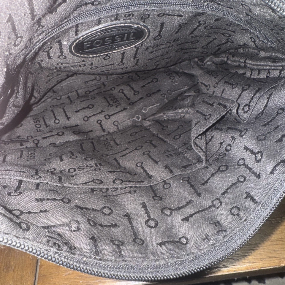 Bolso Bandolera Organizador de Carga Moderno Fossil Cuero Genuino Negro Cartera Bolso de Mano Foto 3 de 4