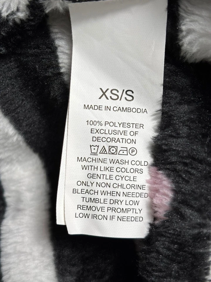 Халат женский Kate Spade XS/S черный белый в полоску в горошек флисовый плюшевый подпоясанный - Изображение 4 из 4