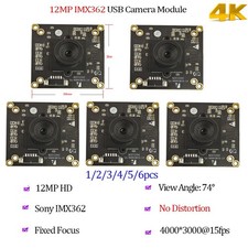 Lot of 4K 12MP IMX362 USB2.0 Camera Module FF Fixed Focus 15fps Webcam UVC OTG