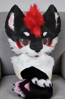 Fursuit Long haired Dog Fox Mascot Party Halloween Fur Cosplay(head+claws)