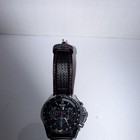 MEGIR Men's Quartz Chronograph Tachymeter Watch Black Dial Black/Red Leather — photo 3