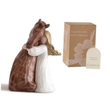 Horse Gifts for Women: Girl Embracing Horses Hand-Painted Stuff Figurines