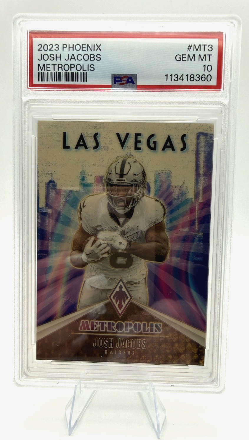 2023 Panini Phoenix METROPOLIS Josh Jacobs MT3 REFRACTOR PSA 10