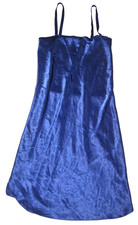 Vintage NATORI Bright Royal Blue Silky Slinky Nightie Lingerie Slip Dress Petite