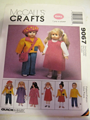 McCalls #9067 WARDROBE FOR 18'' DOLLS Uncut Sewing Pattern