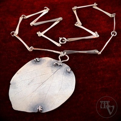 PLUS Studios Norway Sterling 925 Silber Designer Collier Leaf / Blatt 60cm 48,7g