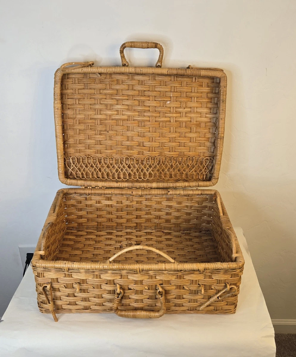Cestino da picnic in vimini con coperchio - Stile country con fodera in