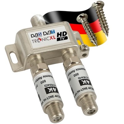 2-fach Sat Splitter mit 40dB Verstärker Antennenverteiler DVB-S2 DVB-T2 LNB TV