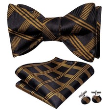 Men's Bow Tie Self Tie Bow Ties Silk Paisley Formal Bowties Black Bronze