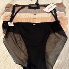 Jason Wu 5 Pack Bikini Panties Underwear Size Large Black Gray Brown Nylon