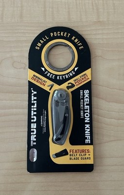 True TRUKNF0004 Skeleton Knife Small Pocket Knife with Belt Clip Keyring