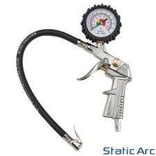TYRE INFLATOR GUN w/ PRESSURE GAUGE AIR LINE COMPRESSOR GARAGE PUMP