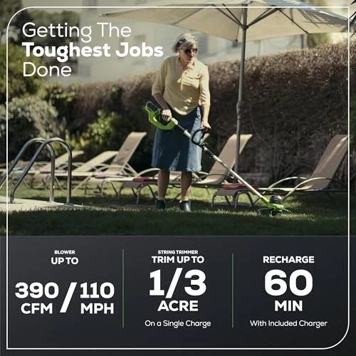 Greenworks G-MAX 40V Cordless String Trimmer and Leaf Blower Combo Pack, 2.0Ah - Image 4 of 4