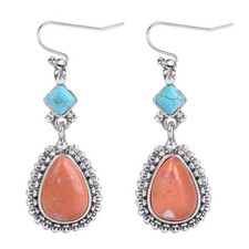 Orange Spiny Oyster Earrings for Women, Turqu...