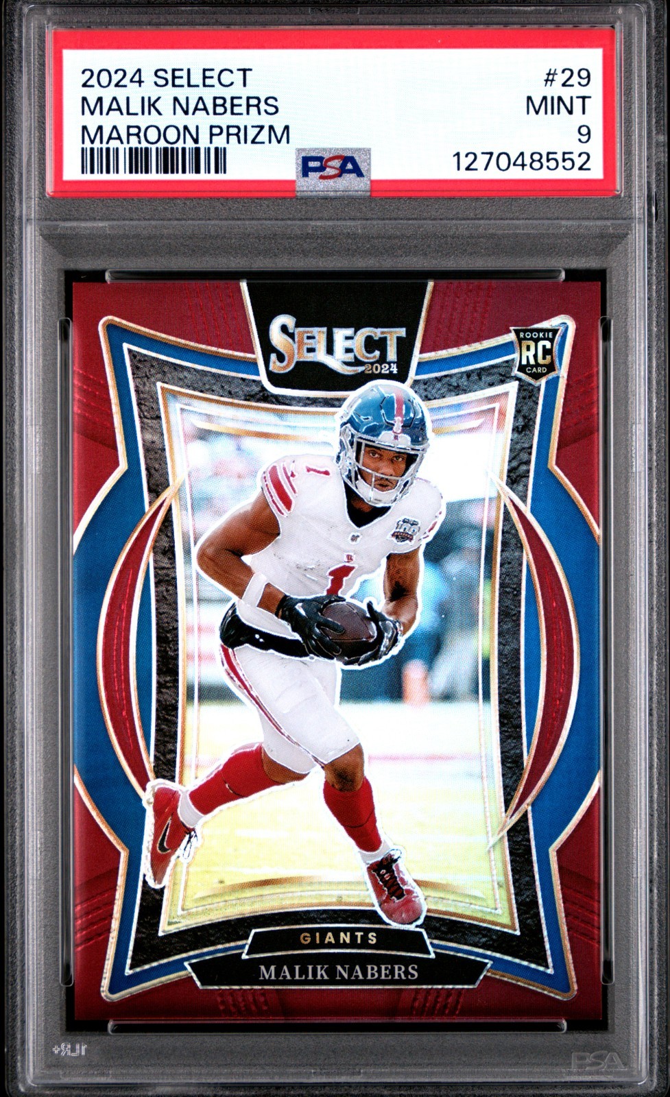 Malik Nabers RC 2024 Panini Select Prizm Maroon #29 PSA 9 /149 New York Giants