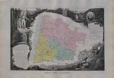 Victor LEVASSEUR: Alte Karte Vom Jura, OriginalGRAVUR, 1869