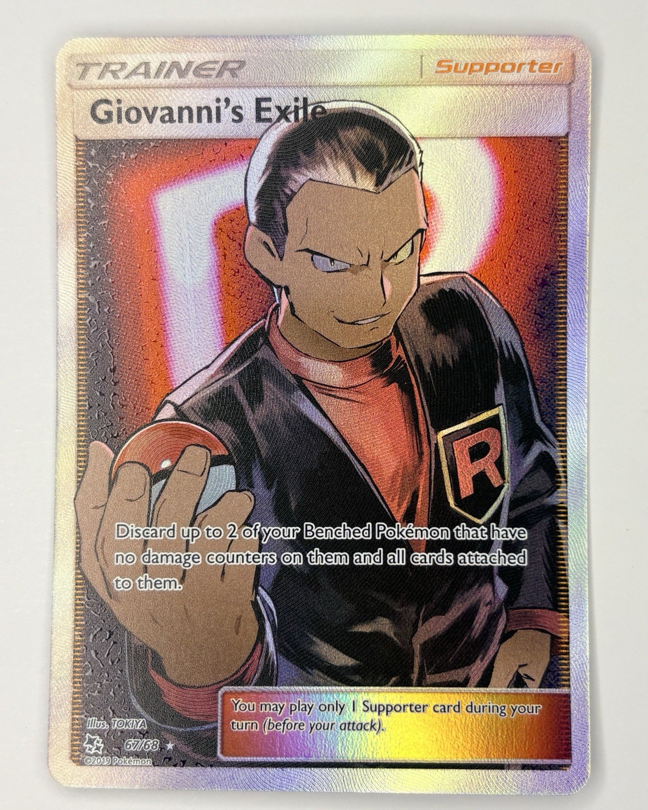 Pokemon Giovanni's Exile Full Art Ultra Rare Card 67/68 Hidden Fates Mint