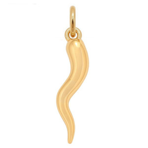 Authentic Italian Horn Chilli Pendant Charm 18K Gold Plated Cornicello Pepper For Necklace