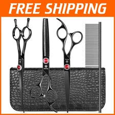 Professional Dog Grooming Scissors Set - Black Titanium