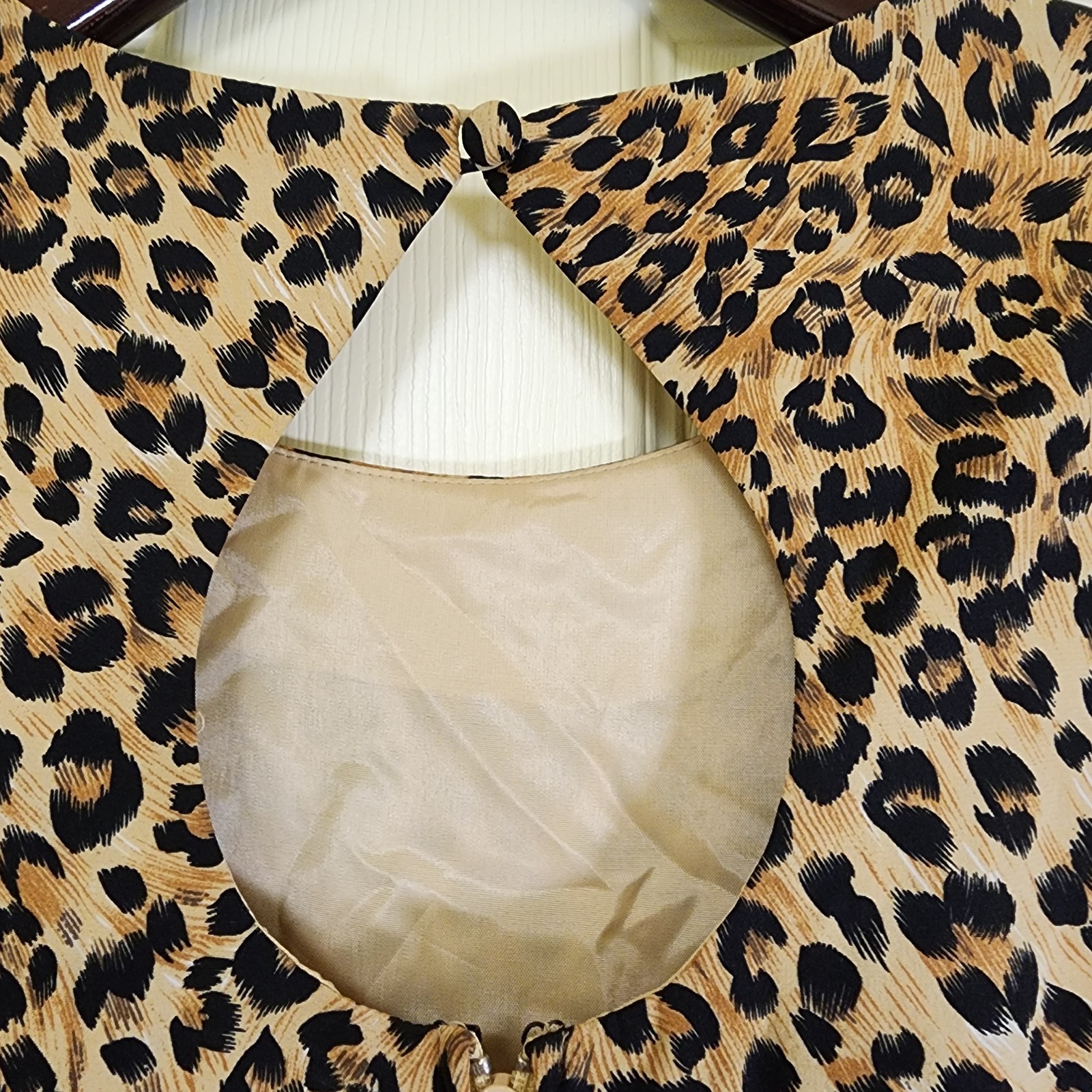 Rare Vintage 90's NOS Maggy London Brown Leopard Print Dress 100 percent Silk Size 12 image 4