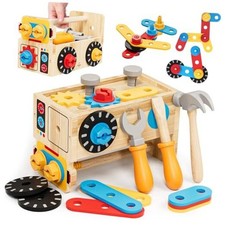 Montessori Kids Tool Set, Wooden Toddler Tool Bench Educational Toys for Robot