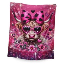 Kids Blanket for Girls Highland Cow Blankets Cow Theme Gift, 60"x50" Color 5