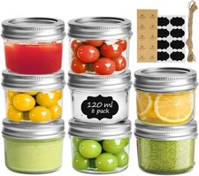 Bocaux en Verre 120ml 8 Pièces, Mason Jar pour Conserver Confiture, Miel, Yao...