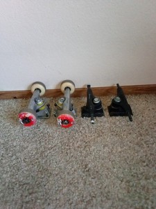 Lot of 2 Skateboard Truck Sets Baker Polished Silver & Yocaher Reverse Kingpin