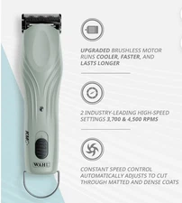 Wahl Professional Animal Grooming KMC+ Cord Or Cordless Pet Clipper Gray
