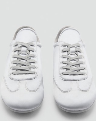 Flat Satin Sneakerina Slim Sneakers Samba Silber MANGO Neu 39 Low Copenhagen
