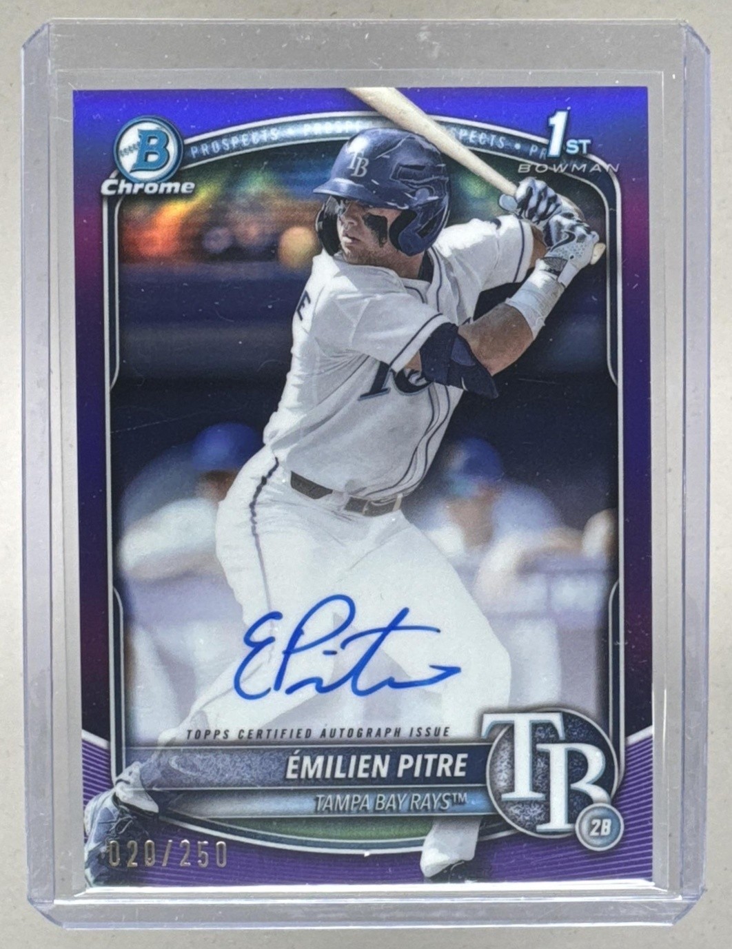 Emilien Pitre 2025 Bowman Chrome #CPA-EPI Purple Refractor 1st RC Auto /250
