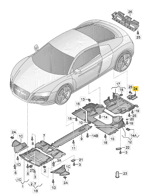 Audi R8 2014-2015 Rear Skid plate