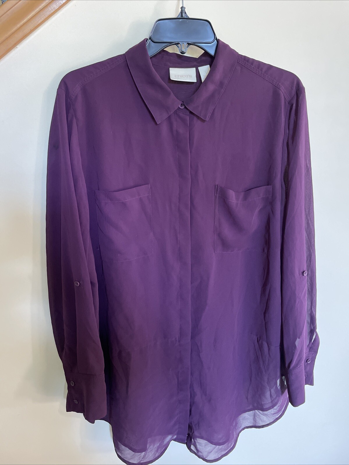 Chico’s Polyester Adjustable Long Sleeve Purple B… - image 1