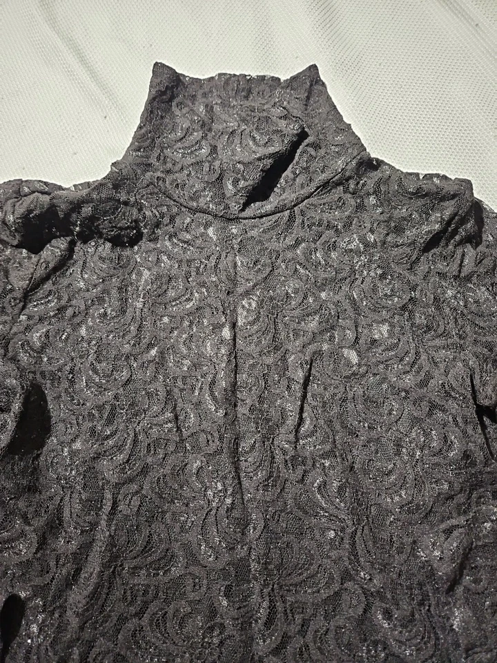 Camisa Nicole Miller Mujer Mediana Negra Encaje Hada Grunge Capricho En Capas  Foto 2 de 4