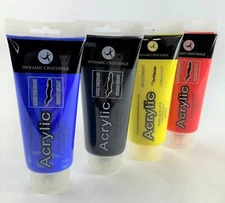 Acrylic Paint Set - Four Large 200ml Professional Artist Primary Color Paints
