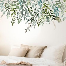 Green Plants Leaves Wall Stickers Peel and Stick, Leaf Wall Stickers Decor La...