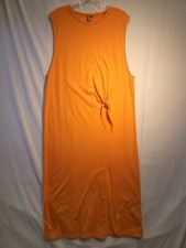 Asos Womens Size 12 Orange Front Knot Pullover Sleeveless Midi Dress