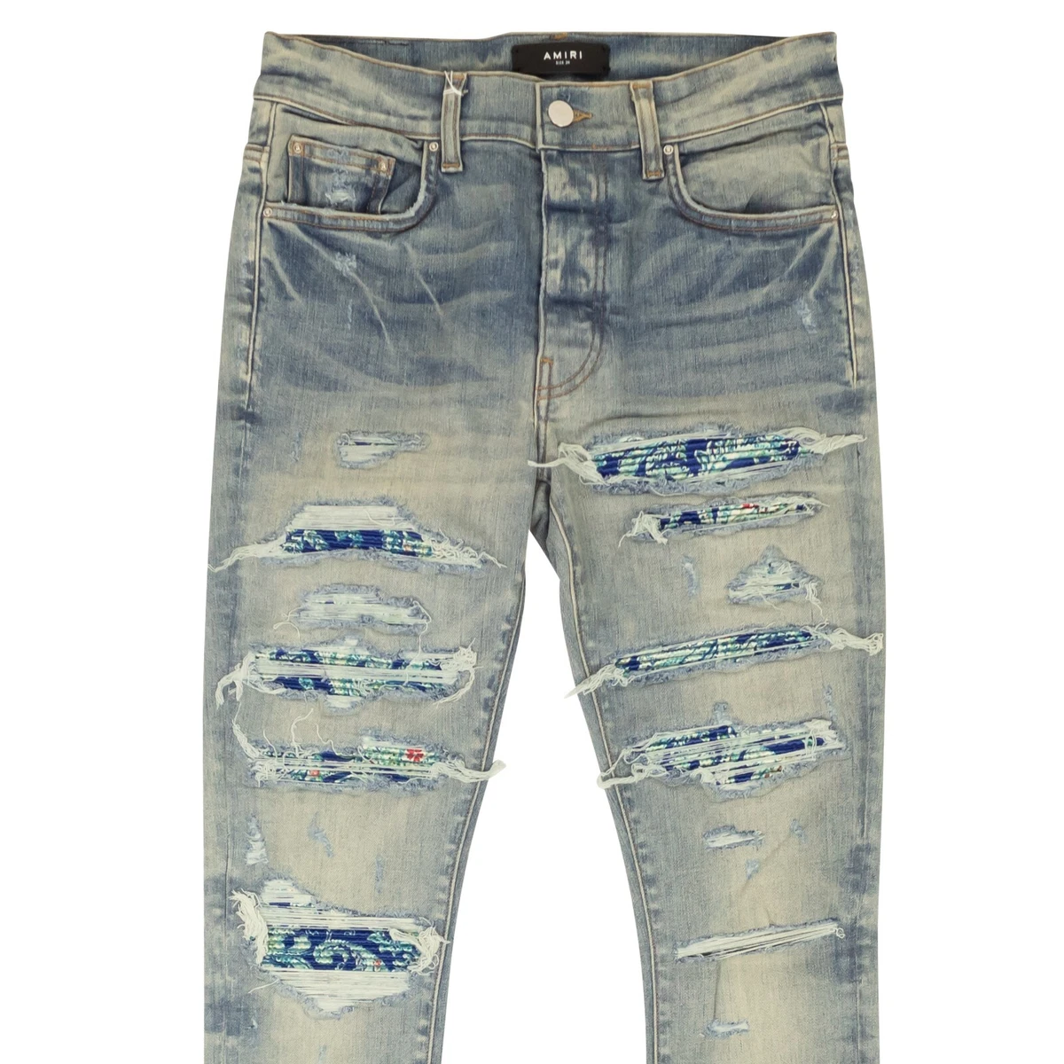 NWT AMIRI Clay Indigo Cotton Distressed PJ Thrasher Jeans Size 29