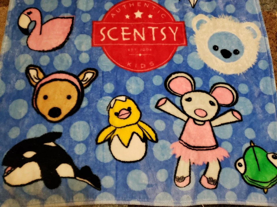 Manta Scentsy Buddy Kids Lunares Azules Círculos Animales Foto 3 de 4