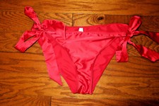 L    Victoria's Secret SATIN RED HOT PANTIES BIKINI TIE SIDE UNDERWEAR NWT
