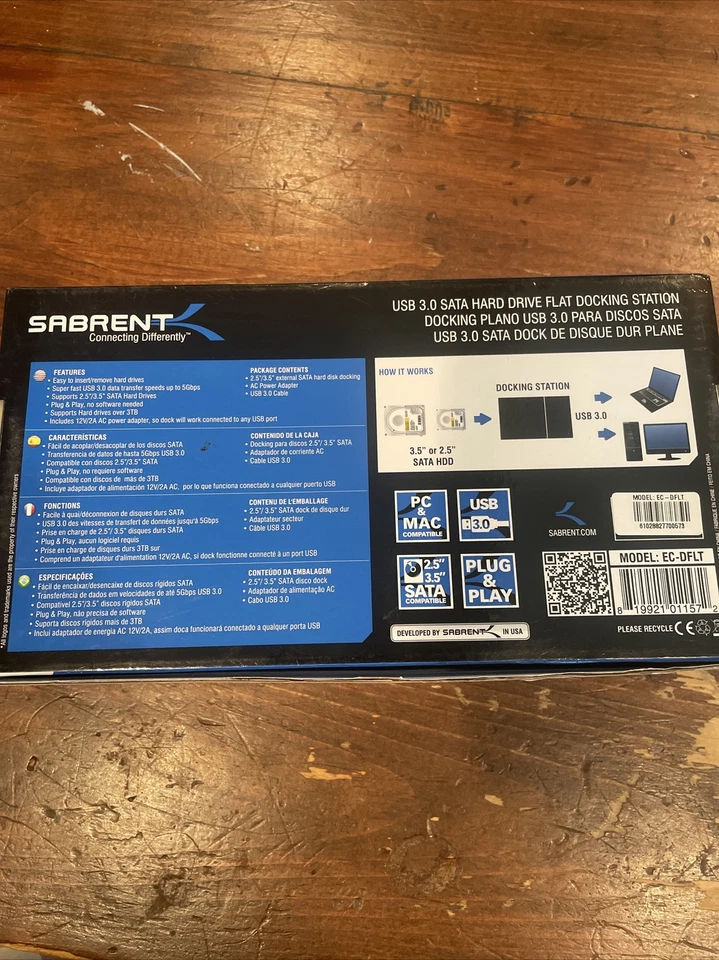Sabrent EC-DFLT USB 3.0 to SATA External Hard Drive Lay-flat Docking Station - Image 2 of 2