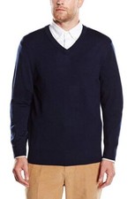 Brooks Brothers Saxxon Wool V neck Sweater Navy NWT 148