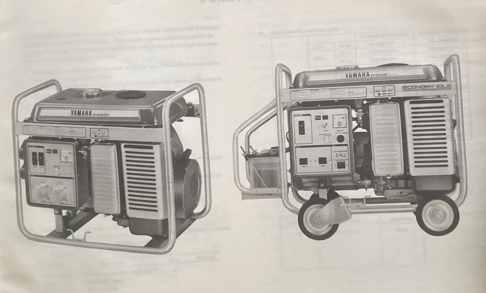 Libro de piezas originales Yamaha EF4000 EF5000 GENERADOR. 1984 Foto 2 de 2