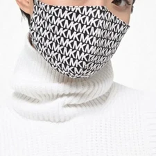 Michael Kors Face Mask Logo Stretch Cotton Fabric Black/White Size S/M Boxed