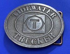 Vintage Tidewater Trucker T Emblem Semi Drivers Big Rig Belt Buckle