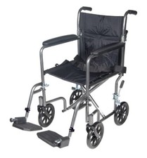 FOLDABLE WHEELCHAIR TRANSPORT 17 INCH SILVER VEIN FINISH